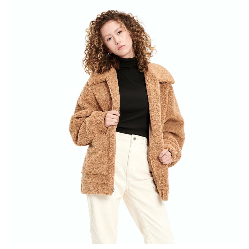 New UGG Kaley Teddy Bear Faux Fur Coat - Picture 5 of 16